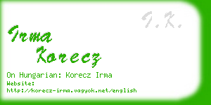 irma korecz business card